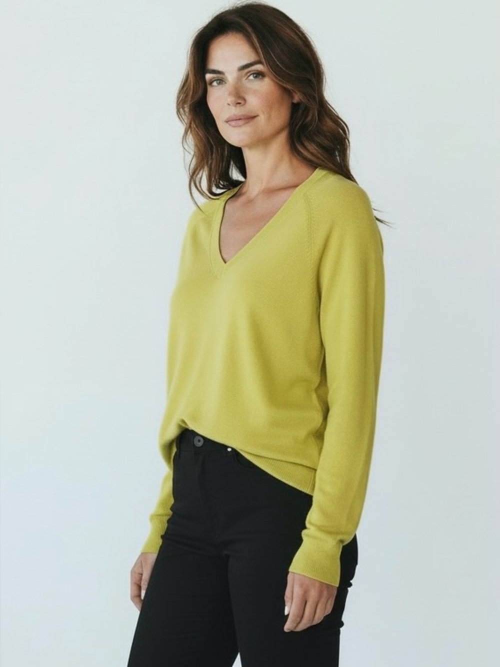 Banana Republic Women Mustard Forever V- Neck Sweater - Size M